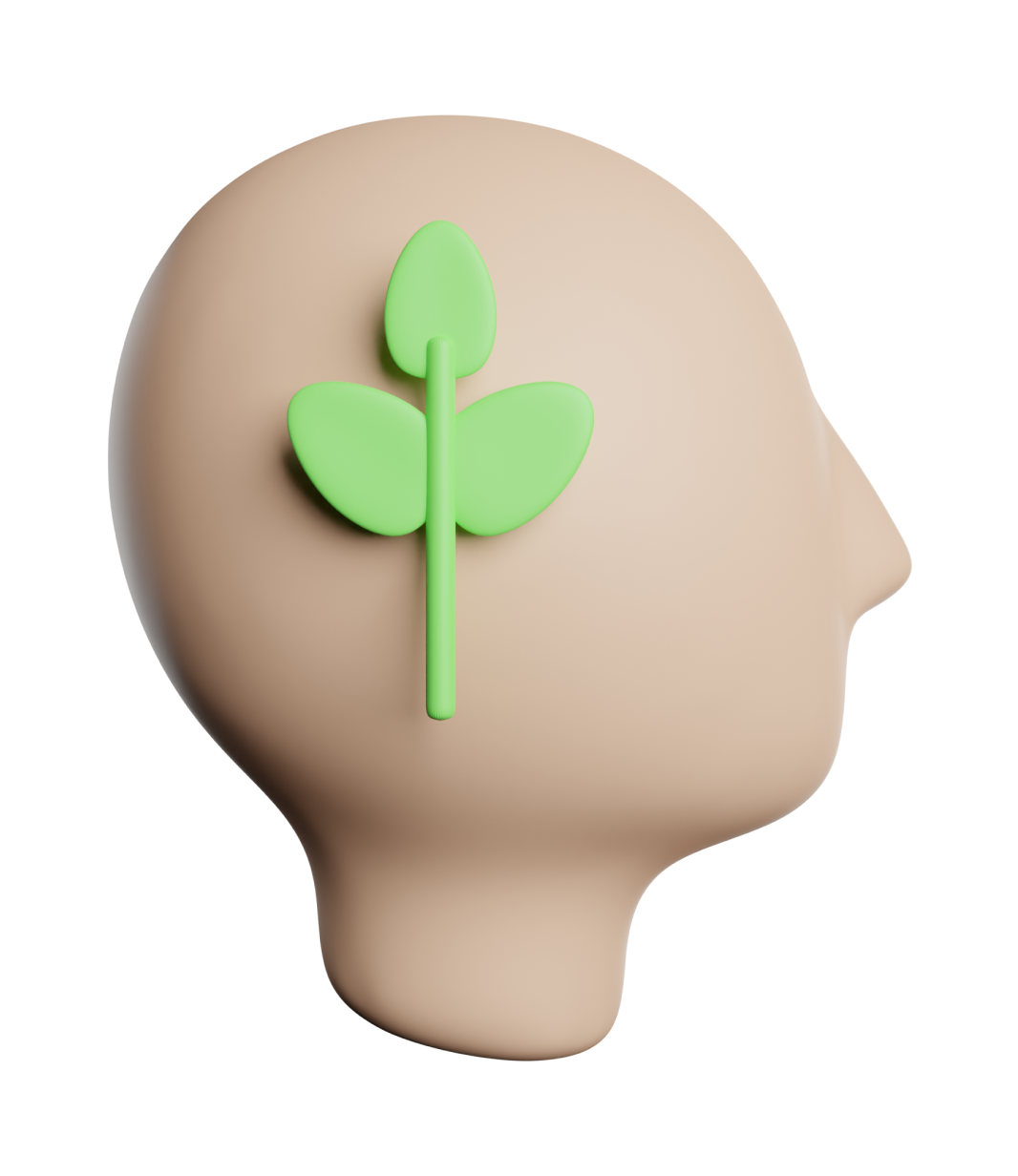 3D head with leaf